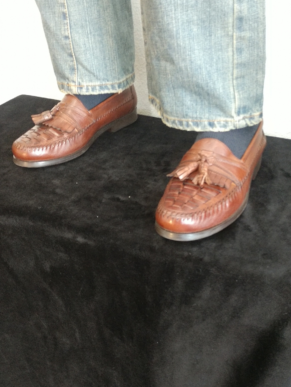 David Taylor Brown Woven Tassel Loafers